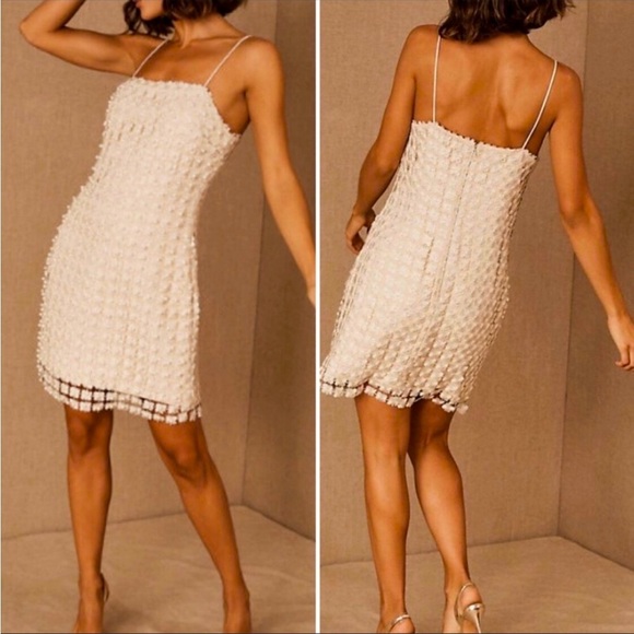 NWT - Elliatt x BHLDN Champagne Pearls Metallic-Lace Wedding Mini Shift dress - Picture 8 of 9